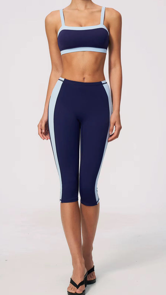 navy capri gym set