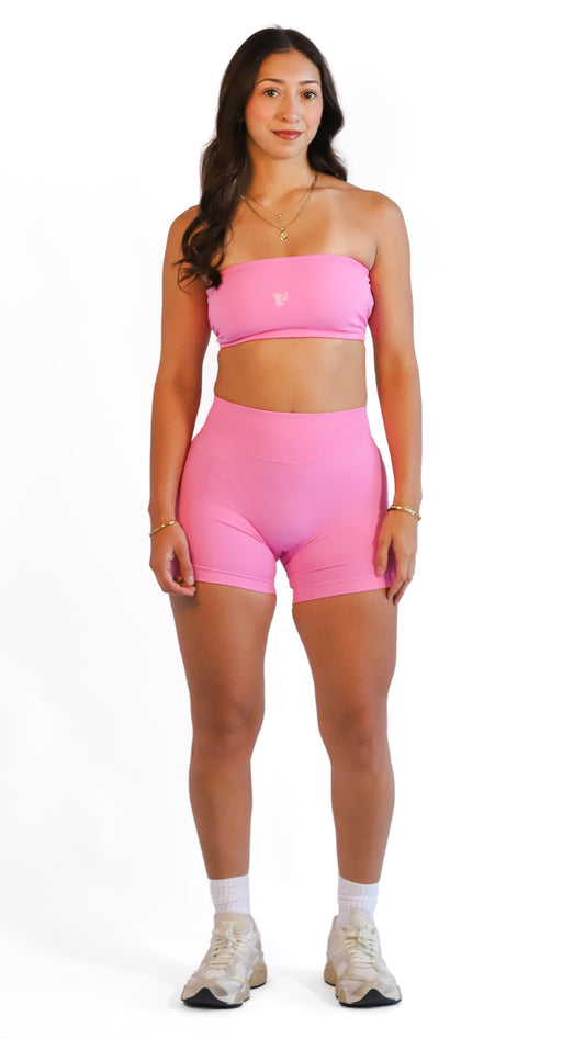 pink bandeau gym set