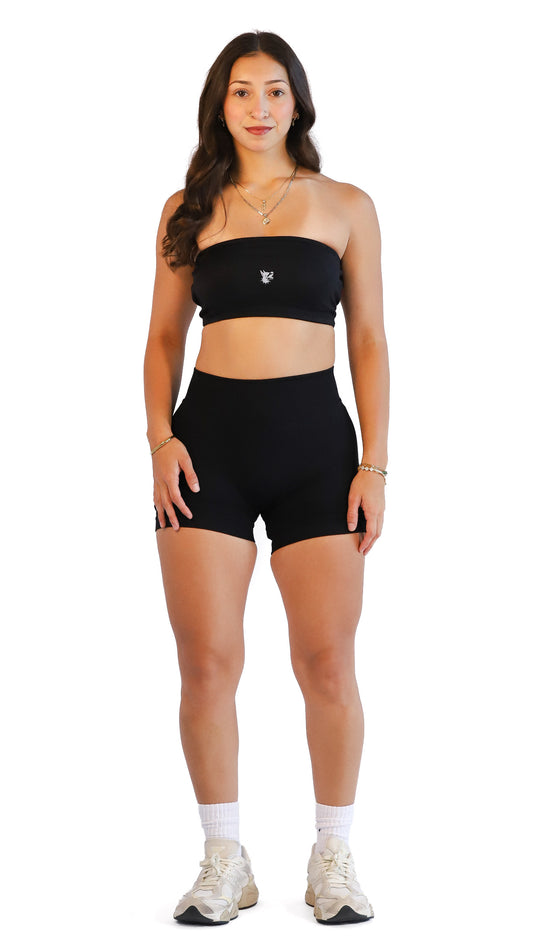 black bandeau gym set