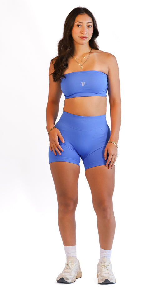 blue bandeau gym set