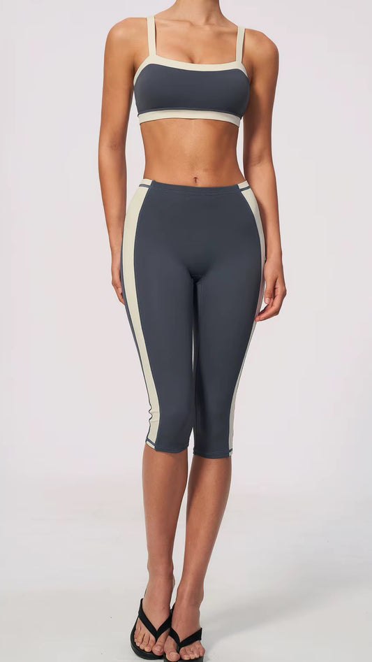 gray capri gym set