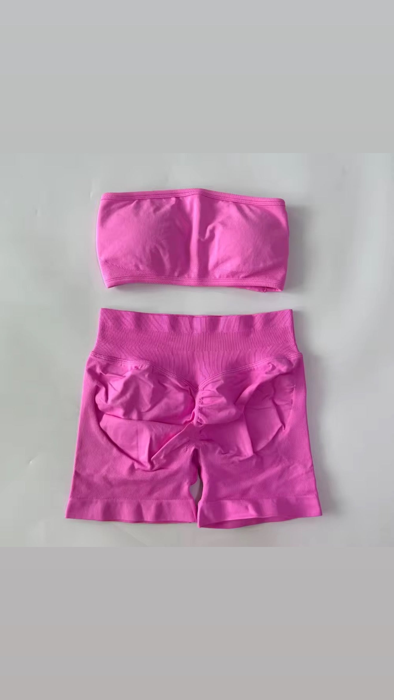 pink bandeau gym set